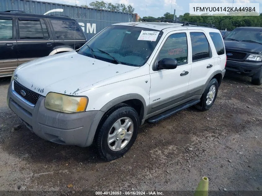 2002 Ford Escape Xlt VIN: 1FMYU04142KA44984 Lot: 40128053