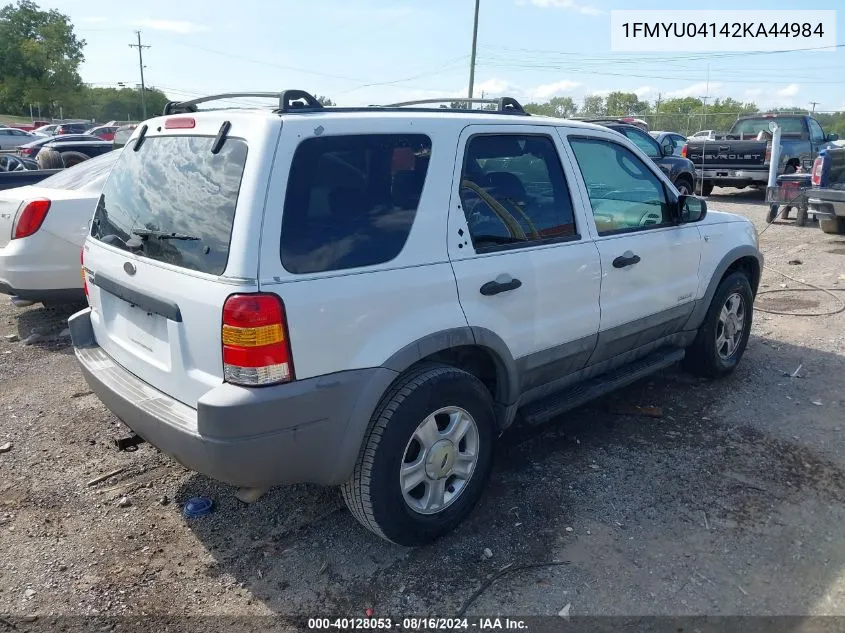 2002 Ford Escape Xlt VIN: 1FMYU04142KA44984 Lot: 40128053