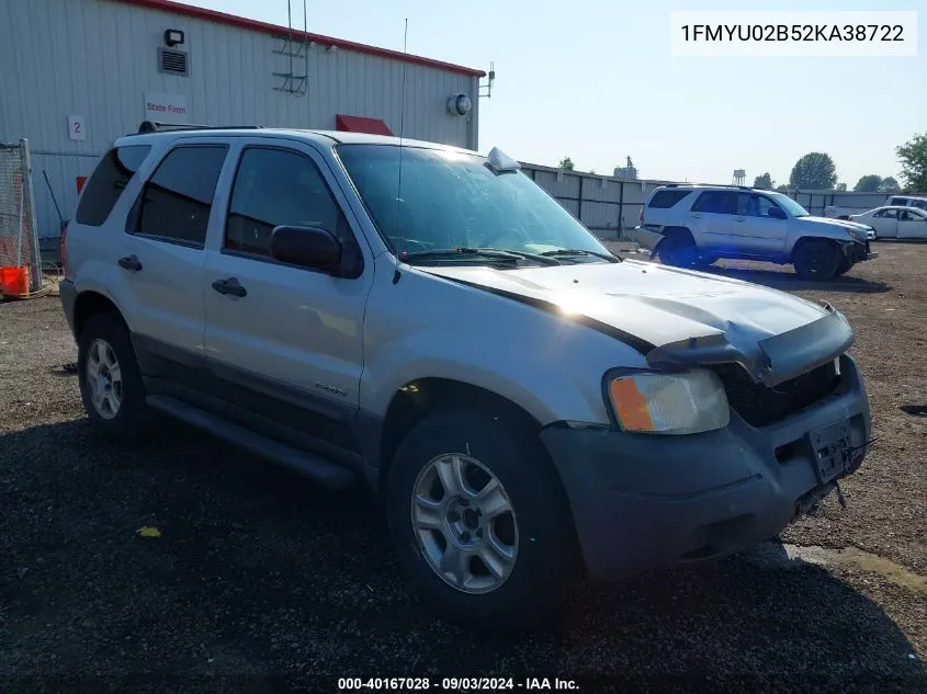 2002 Ford Escape Xls VIN: 1FMYU02B52KA38722 Lot: 40167028