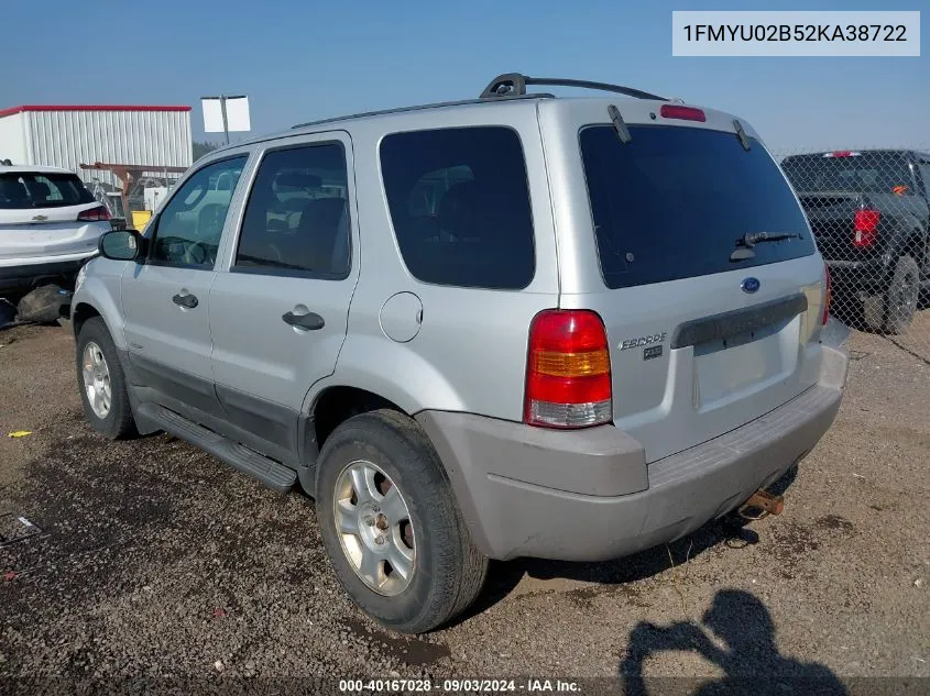 2002 Ford Escape Xls VIN: 1FMYU02B52KA38722 Lot: 40167028