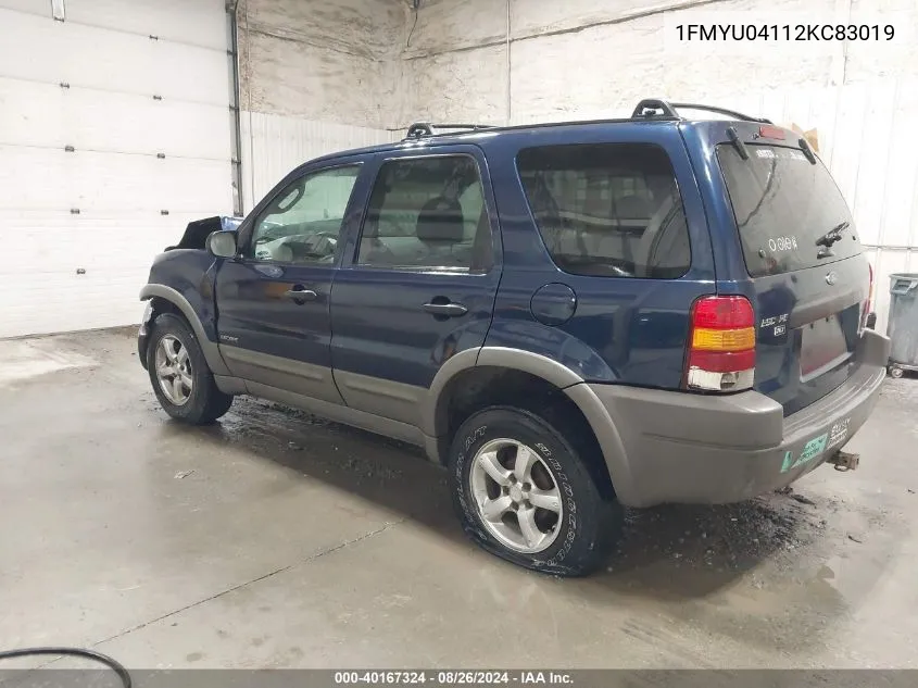 2002 Ford Escape Xlt VIN: 1FMYU04112KC83019 Lot: 40167324