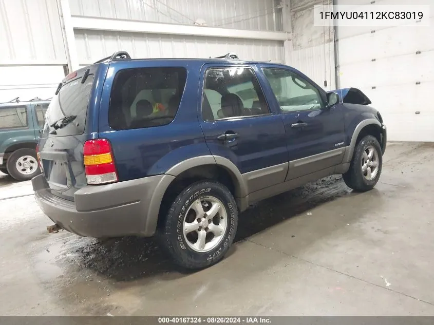 2002 Ford Escape Xlt VIN: 1FMYU04112KC83019 Lot: 40167324