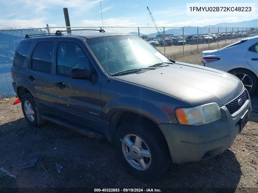 2002 Ford Escape Xls VIN: 1FMYU02B72KC48223 Lot: 40322653