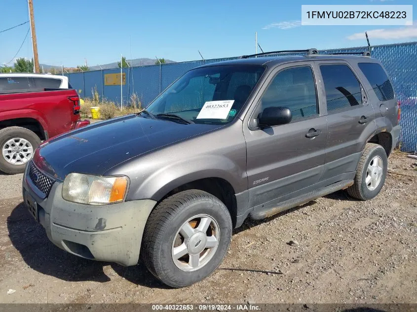 2002 Ford Escape Xls VIN: 1FMYU02B72KC48223 Lot: 40322653