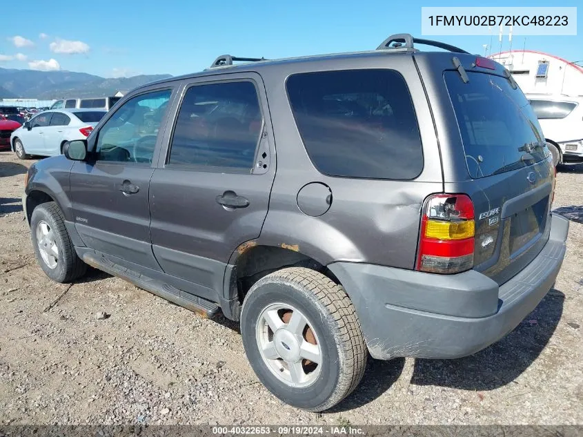 2002 Ford Escape Xls VIN: 1FMYU02B72KC48223 Lot: 40322653