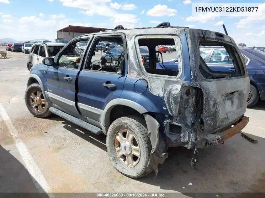 2002 Ford Escape Xlt VIN: 1FMYU03122KD51877 Lot: 40326059