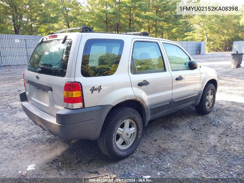 2002 Ford Escape Xls VIN: 1FMYU02152KA08398 Lot: 40330160