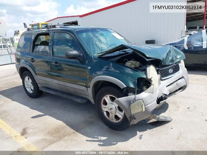 2002 Ford Escape Xlt VIN: 1FMYU03102KB53914 Lot: 40373894