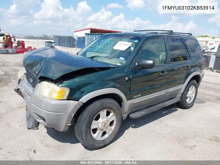 2002 Ford Escape Xlt VIN: 1FMYU03102KB53914 Lot: 40373894