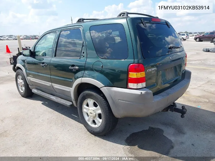 2002 Ford Escape Xlt VIN: 1FMYU03102KB53914 Lot: 40373894