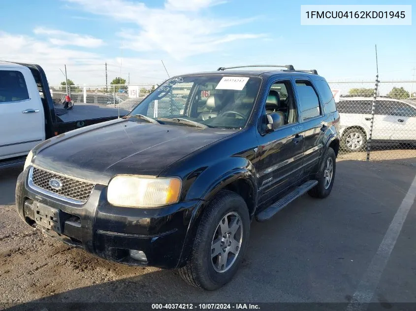 2002 Ford Escape Xlt VIN: 1FMCU04162KD01945 Lot: 40374212