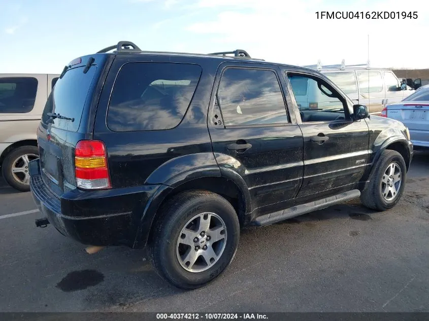 2002 Ford Escape Xlt VIN: 1FMCU04162KD01945 Lot: 40374212