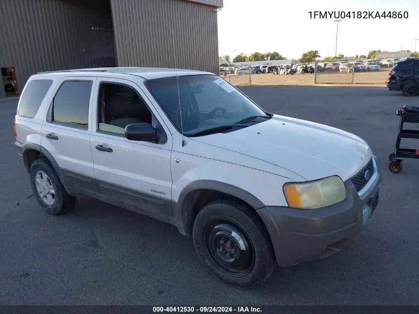 2002 Ford Escape Xlt VIN: 1FMYU04182KA44860 Lot: 40412530