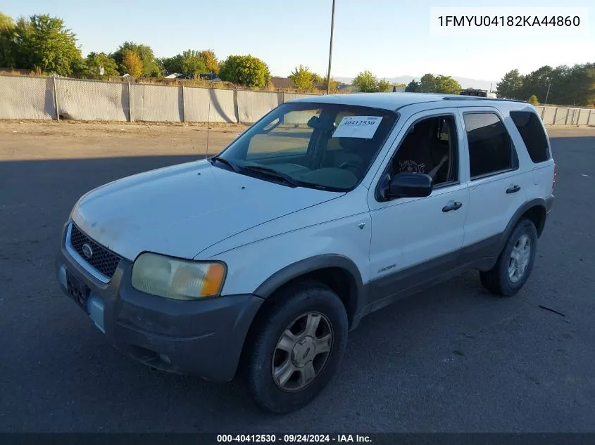 2002 Ford Escape Xlt VIN: 1FMYU04182KA44860 Lot: 40412530