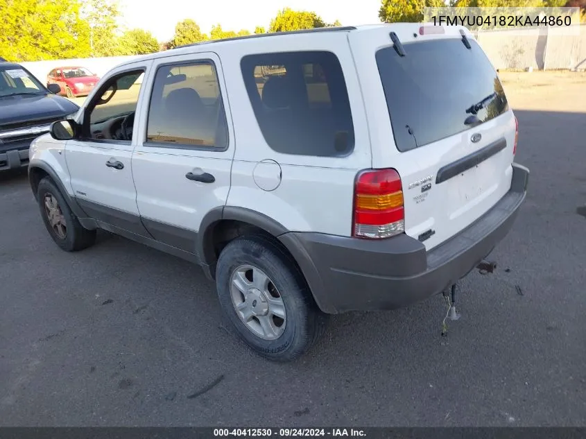 2002 Ford Escape Xlt VIN: 1FMYU04182KA44860 Lot: 40412530