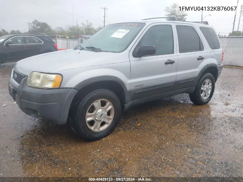 2002 Ford Escape Xlt VIN: 1FMYU04132KB76067 Lot: 40429123