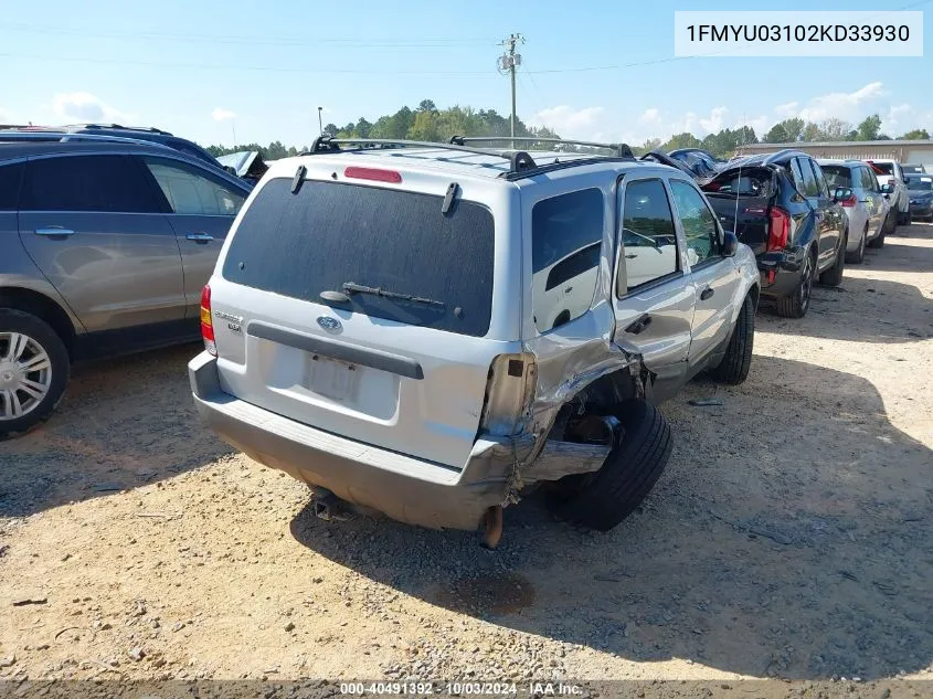 2002 Ford Escape Xlt VIN: 1FMYU03102KD33930 Lot: 40491392