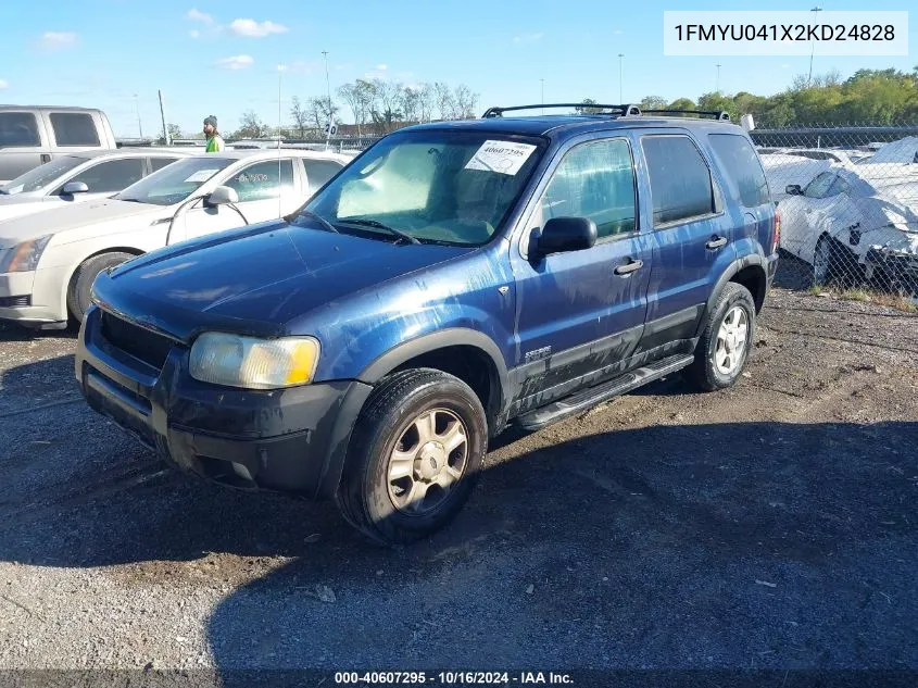 2002 Ford Escape Xlt VIN: 1FMYU041X2KD24828 Lot: 40607295