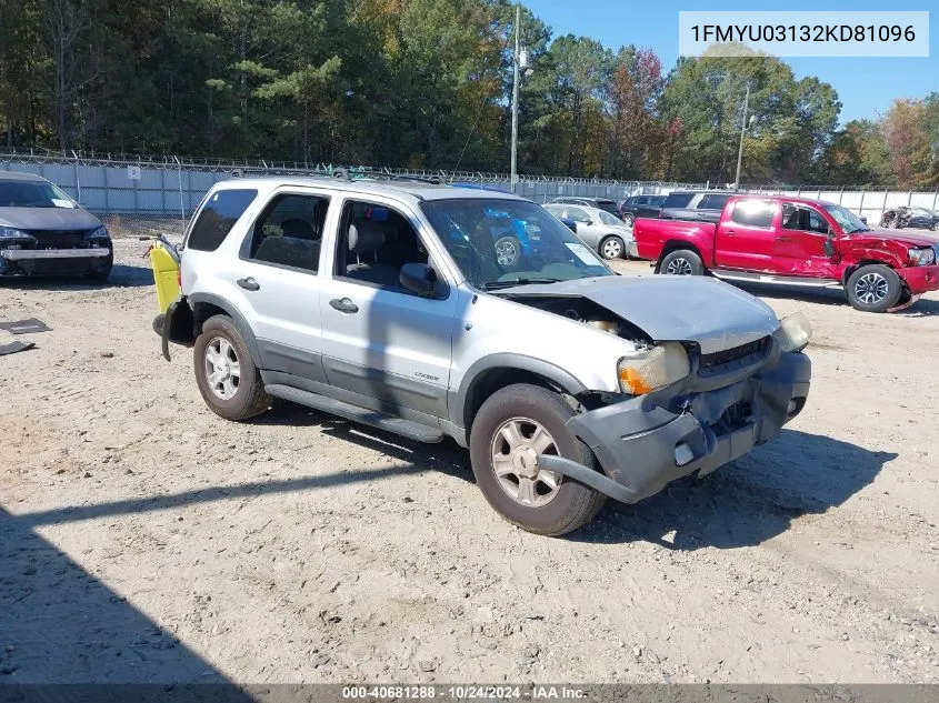 2002 Ford Escape Xlt VIN: 1FMYU03132KD81096 Lot: 40681288