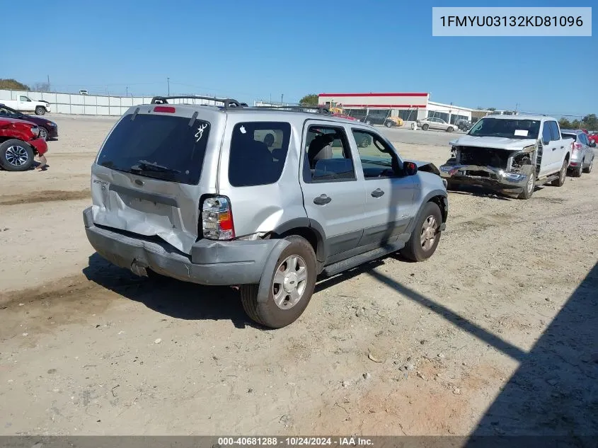 2002 Ford Escape Xlt VIN: 1FMYU03132KD81096 Lot: 40681288