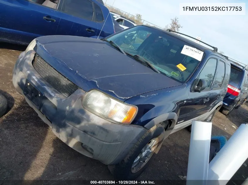 2002 Ford Escape Xlt VIN: 1FMYU03152KC17753 Lot: 40703694