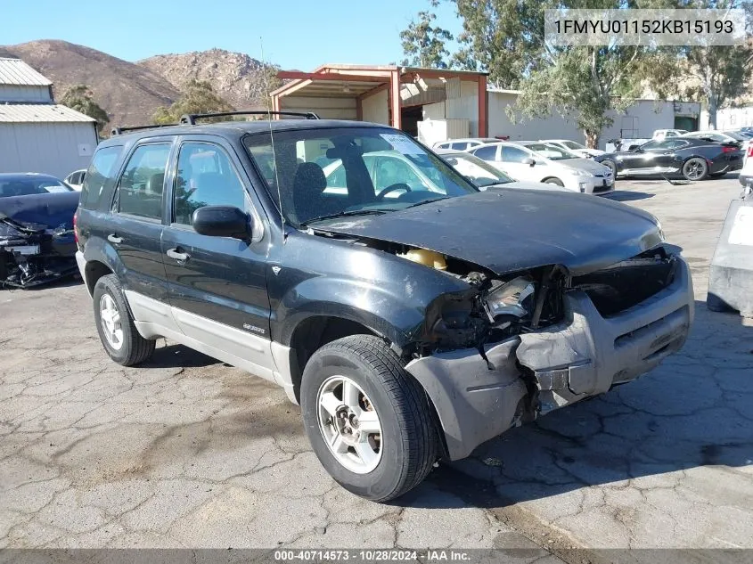 2002 Ford Escape Xls VIN: 1FMYU01152KB15193 Lot: 40714573