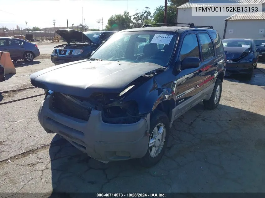 2002 Ford Escape Xls VIN: 1FMYU01152KB15193 Lot: 40714573