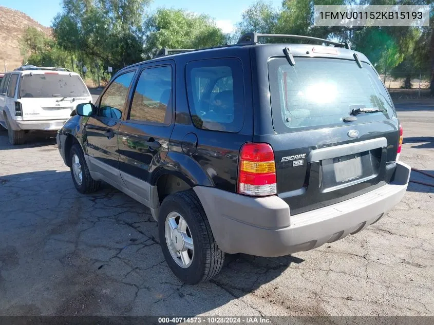 2002 Ford Escape Xls VIN: 1FMYU01152KB15193 Lot: 40714573