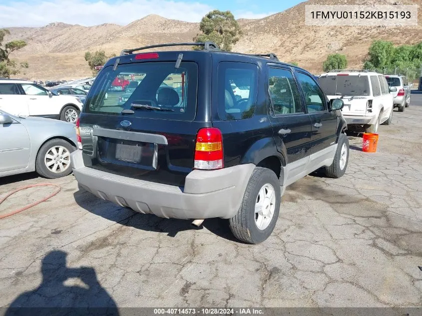 2002 Ford Escape Xls VIN: 1FMYU01152KB15193 Lot: 40714573