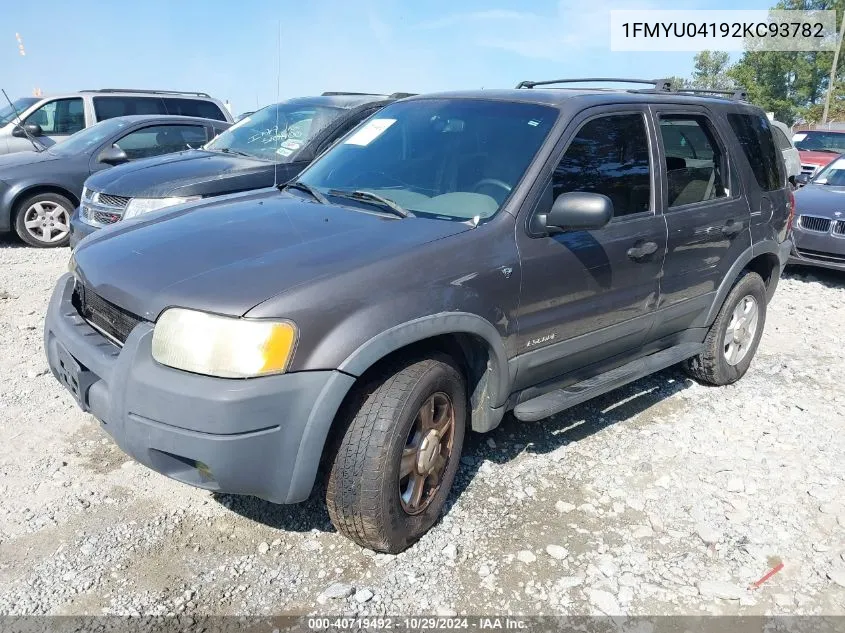 2002 Ford Escape Xlt VIN: 1FMYU04192KC93782 Lot: 40719492