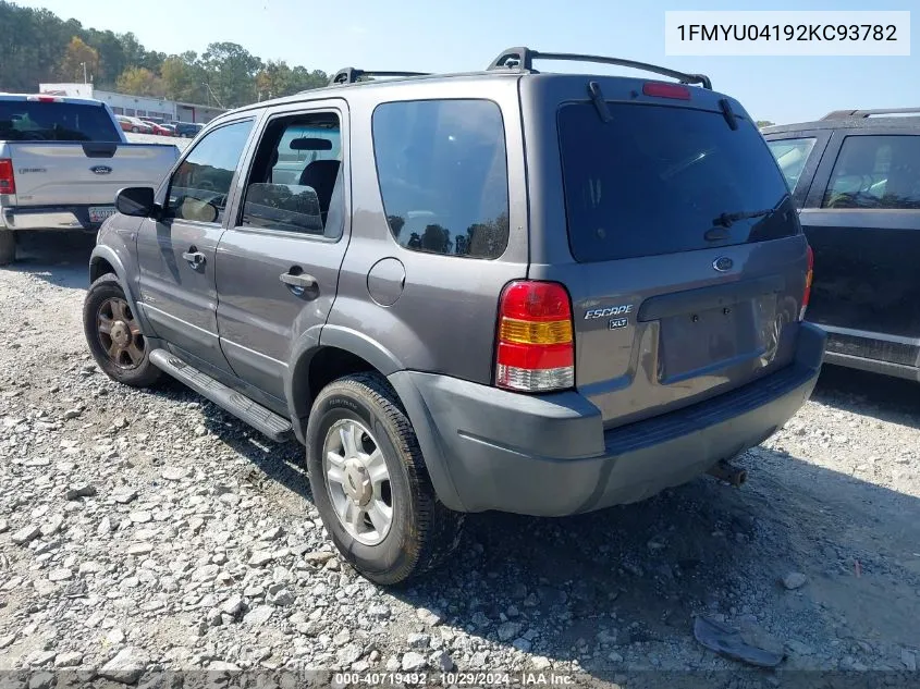 2002 Ford Escape Xlt VIN: 1FMYU04192KC93782 Lot: 40719492