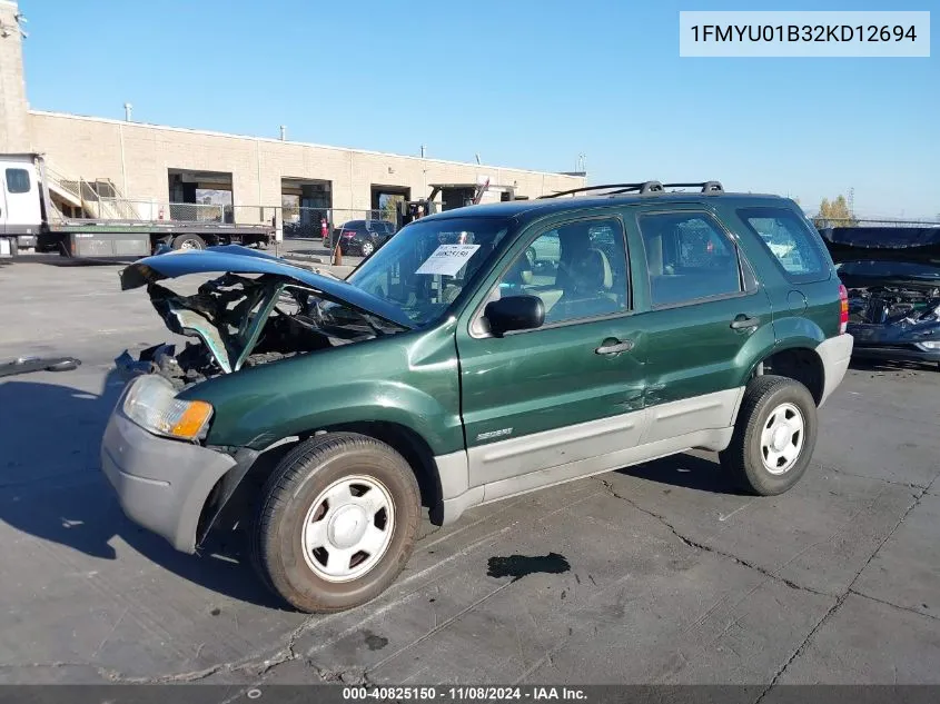 2002 Ford Escape Xls VIN: 1FMYU01B32KD12694 Lot: 40825150