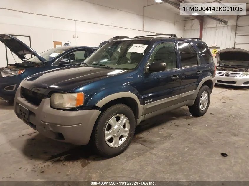 2002 Ford Escape Xlt VIN: 1FMCU04142KC01035 Lot: 40841598