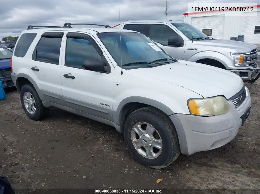 2002 Ford Escape Xlt VIN: 1FMYU04192KD50742 Lot: 40858833