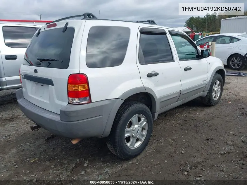 2002 Ford Escape Xlt VIN: 1FMYU04192KD50742 Lot: 40858833