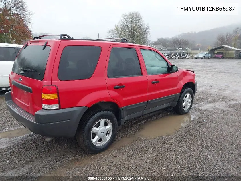 2002 Ford Escape Xls VIN: 1FMYU01B12KB65937 Lot: 40903155