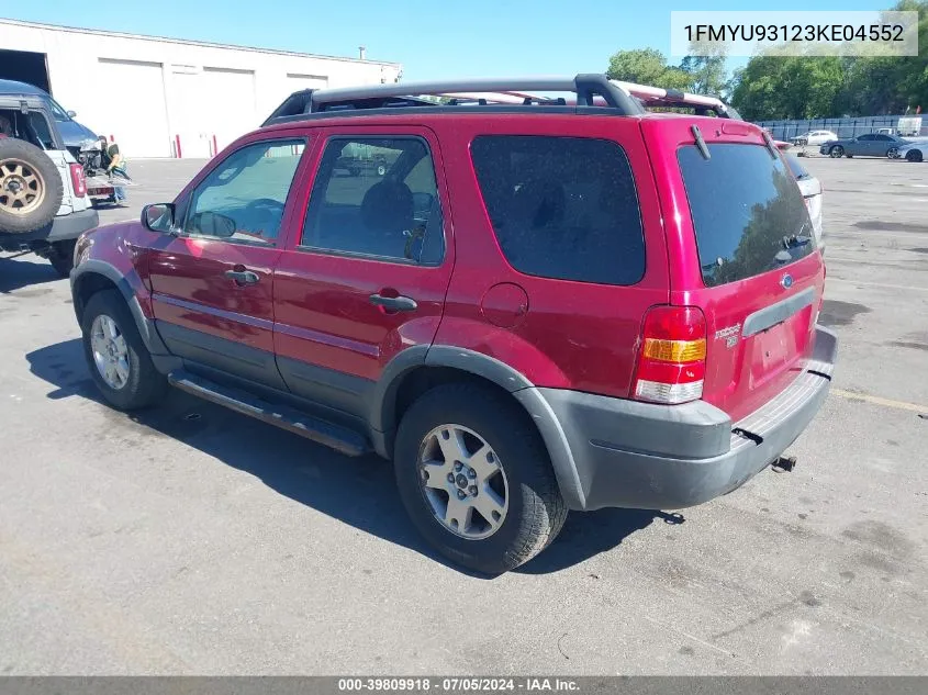 2003 Ford Escape Xlt VIN: 1FMYU93123KE04552 Lot: 39809918