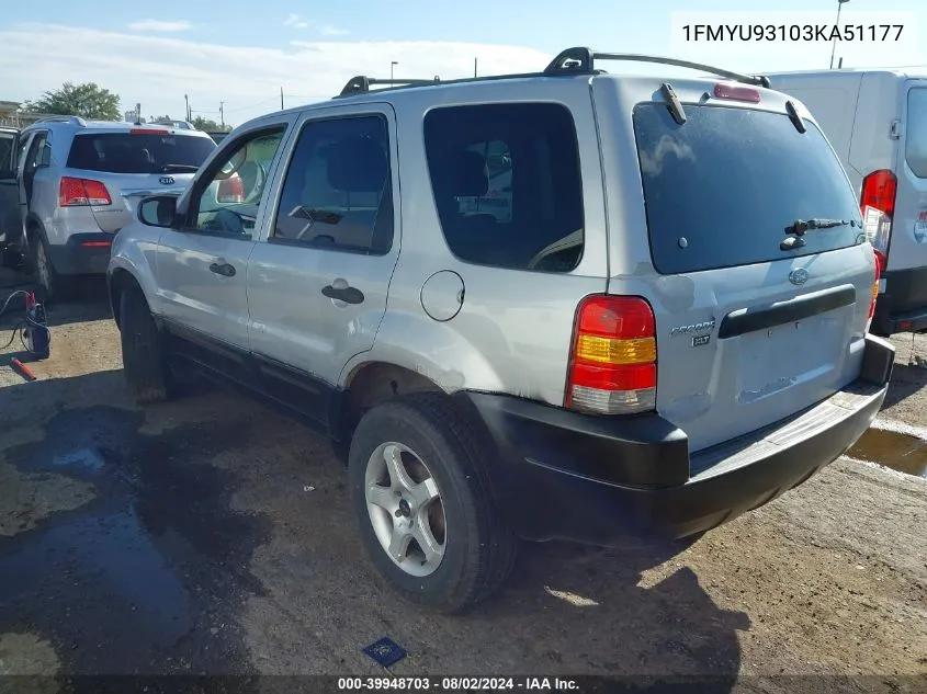 1FMYU93103KA51177 2003 Ford Escape Xlt