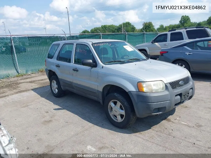 2003 Ford Escape Xls VIN: 1FMYU021X3KE04862 Lot: 40000773