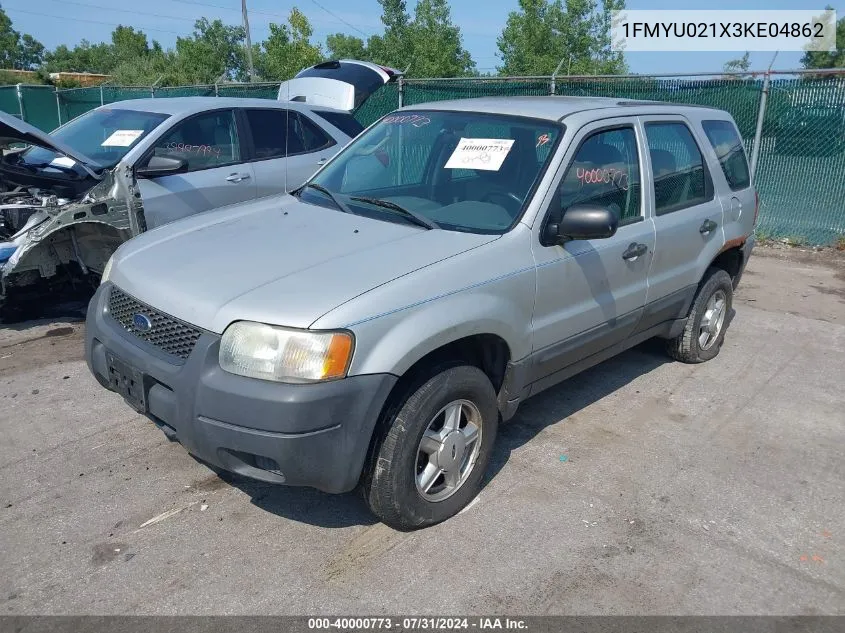 2003 Ford Escape Xls VIN: 1FMYU021X3KE04862 Lot: 40000773