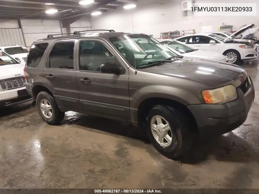 2003 Ford Escape Xlt VIN: 1FMYU03113KE20933 Lot: 40062167