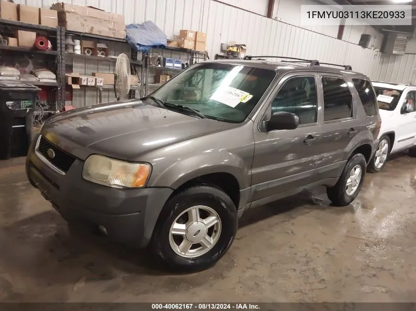 2003 Ford Escape Xlt VIN: 1FMYU03113KE20933 Lot: 40062167