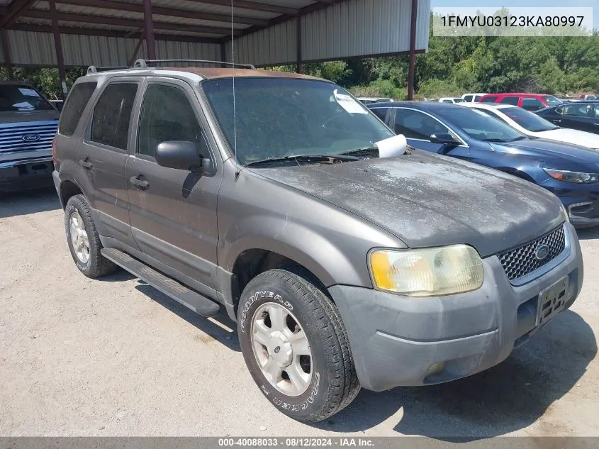 2003 Ford Escape Xlt VIN: 1FMYU03123KA80997 Lot: 40088033