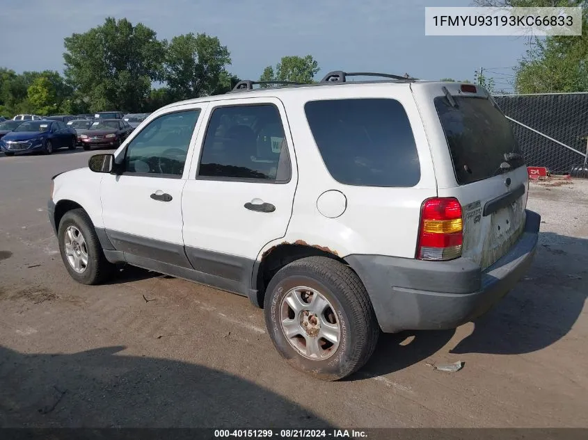 2003 Ford Escape Xlt VIN: 1FMYU93193KC66833 Lot: 40151299