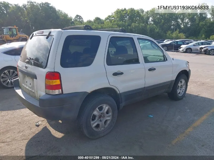 2003 Ford Escape Xlt VIN: 1FMYU93193KC66833 Lot: 40151299