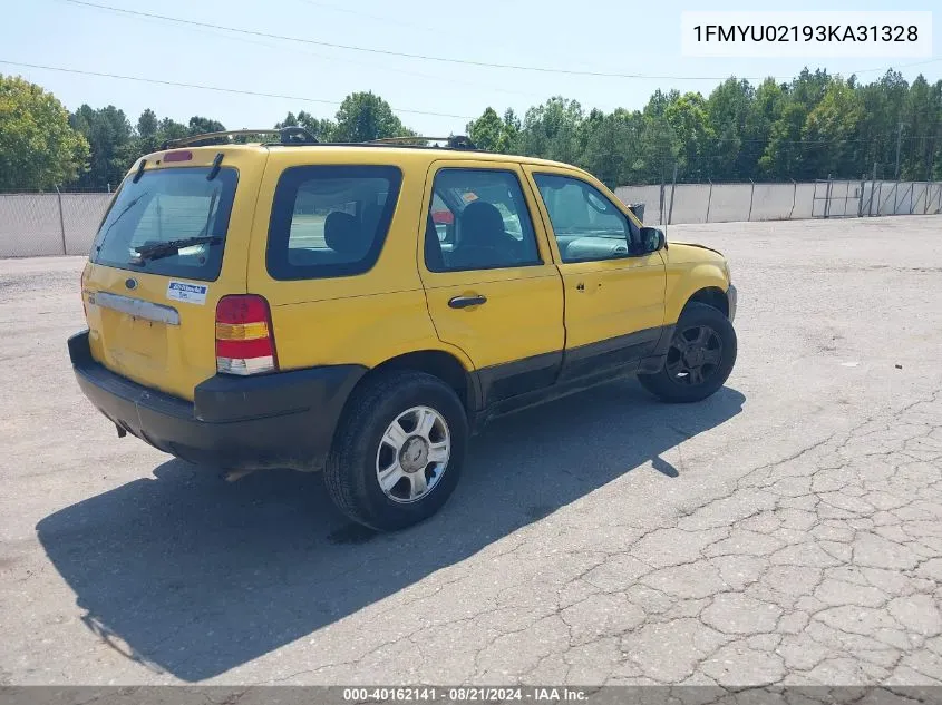 2003 Ford Escape Xls VIN: 1FMYU02193KA31328 Lot: 40162141