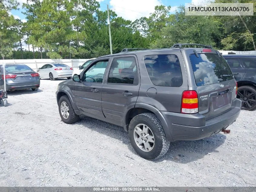 2003 Ford Escape Limited VIN: 1FMCU04113KA06706 Lot: 40192265