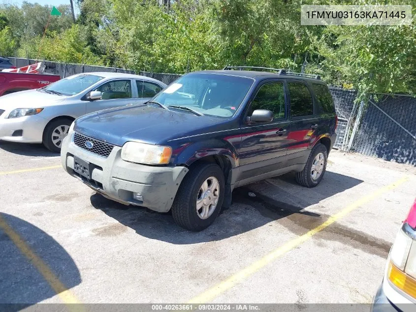 2003 Ford Escape Xlt VIN: 1FMYU03163KA71445 Lot: 40263661