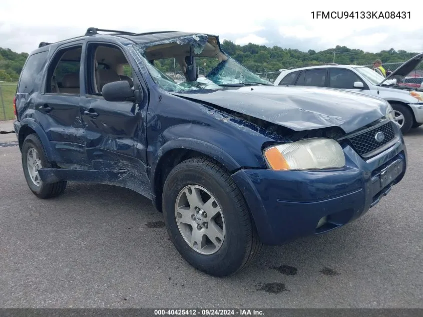 2003 Ford Escape Limited VIN: 1FMCU94133KA08431 Lot: 40425412