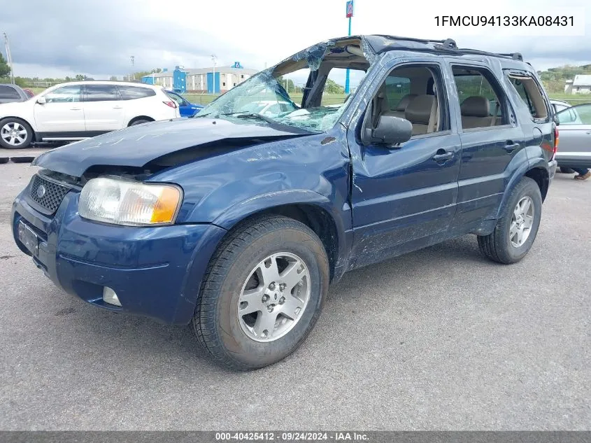 2003 Ford Escape Limited VIN: 1FMCU94133KA08431 Lot: 40425412